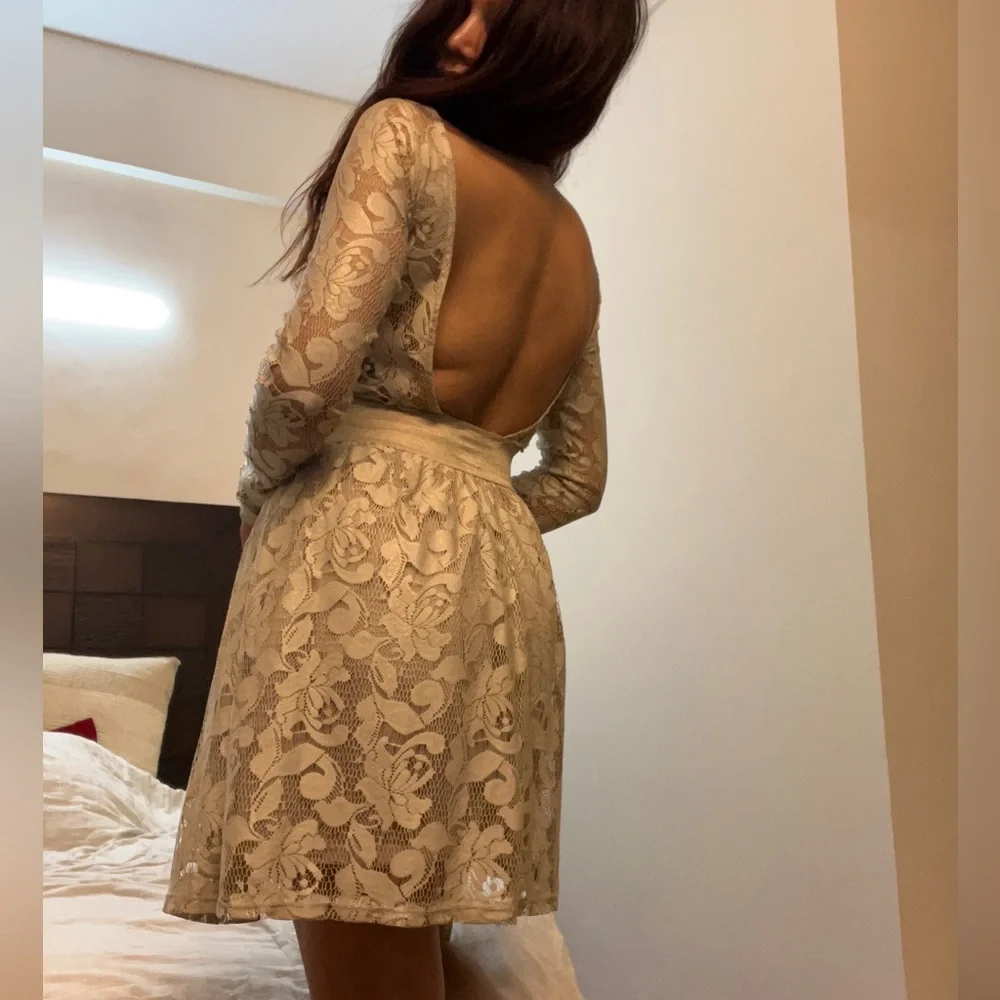 Zara Crème Net Lace Dress - Picture 12 of 12